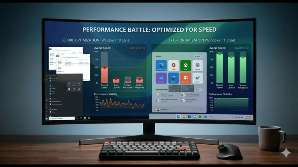 Laptop performance dashboard Windows 11 new features 2026 update screen