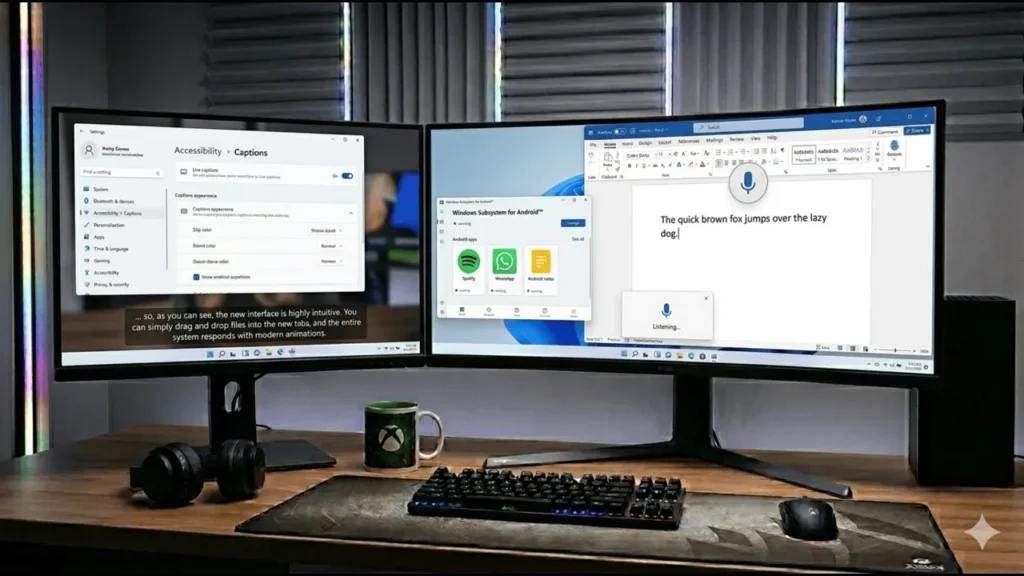 Live captions Voice typing Windows 11 new features 2026 update screen
